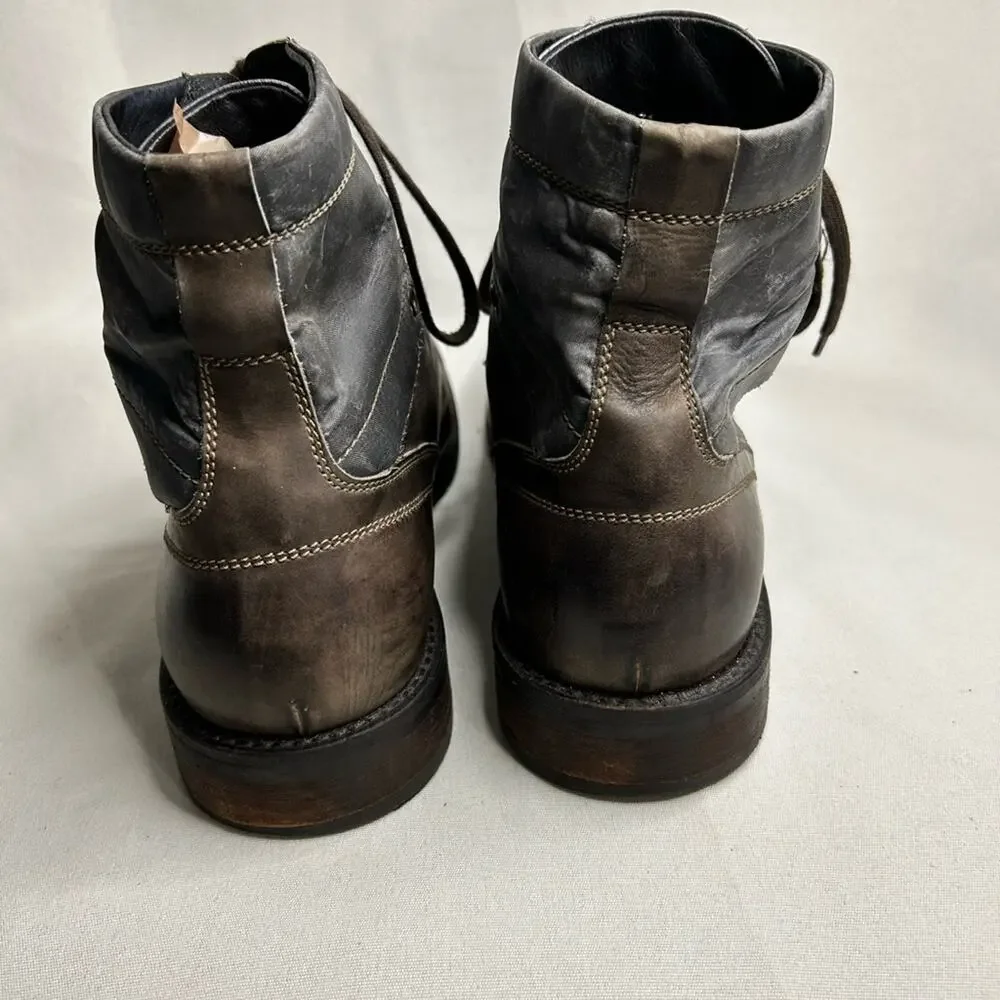 Johnston & Murphy J and M Men's gray Brown distressed Leather Lace-Up Boots. 12